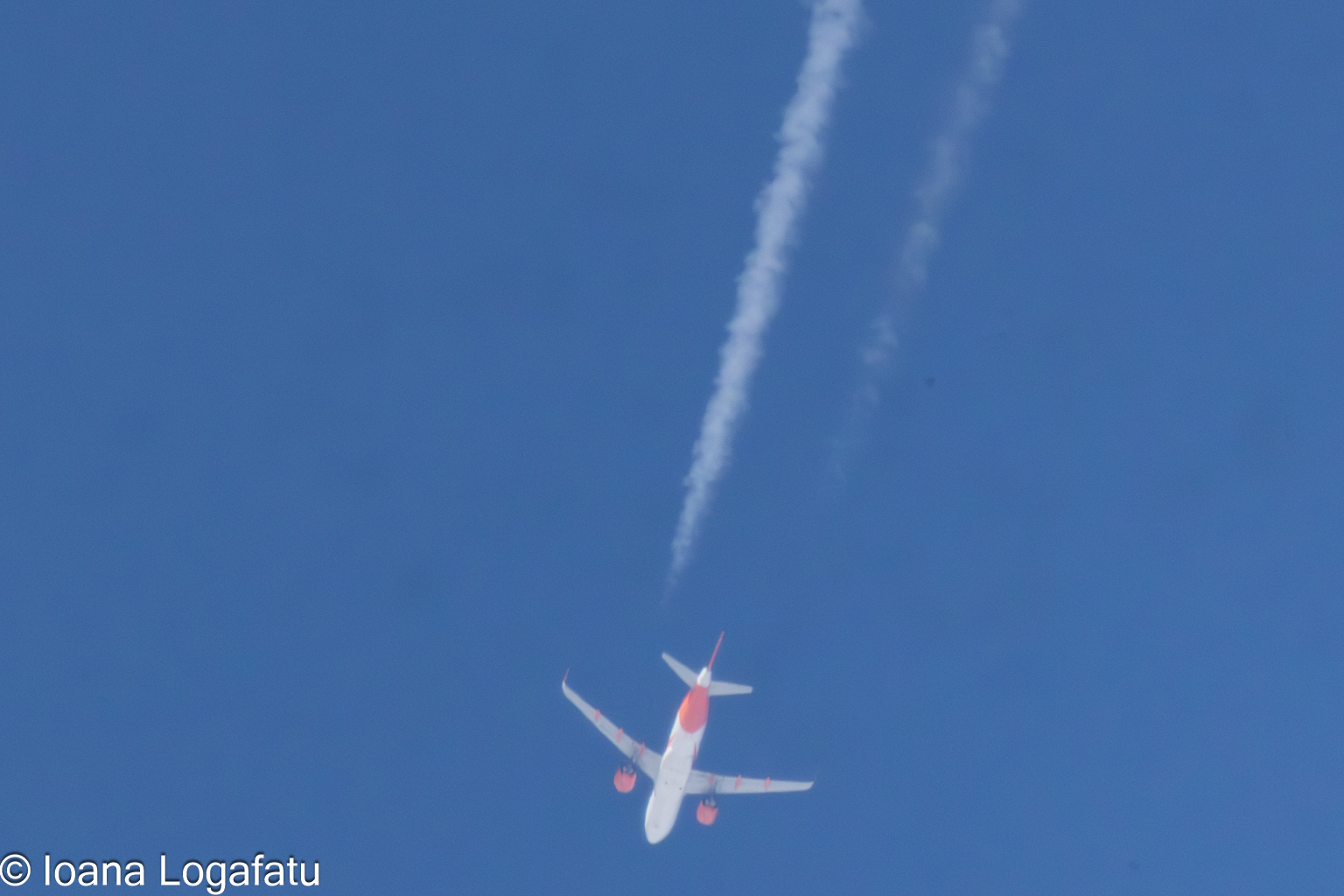 A plane soars high above the clouds